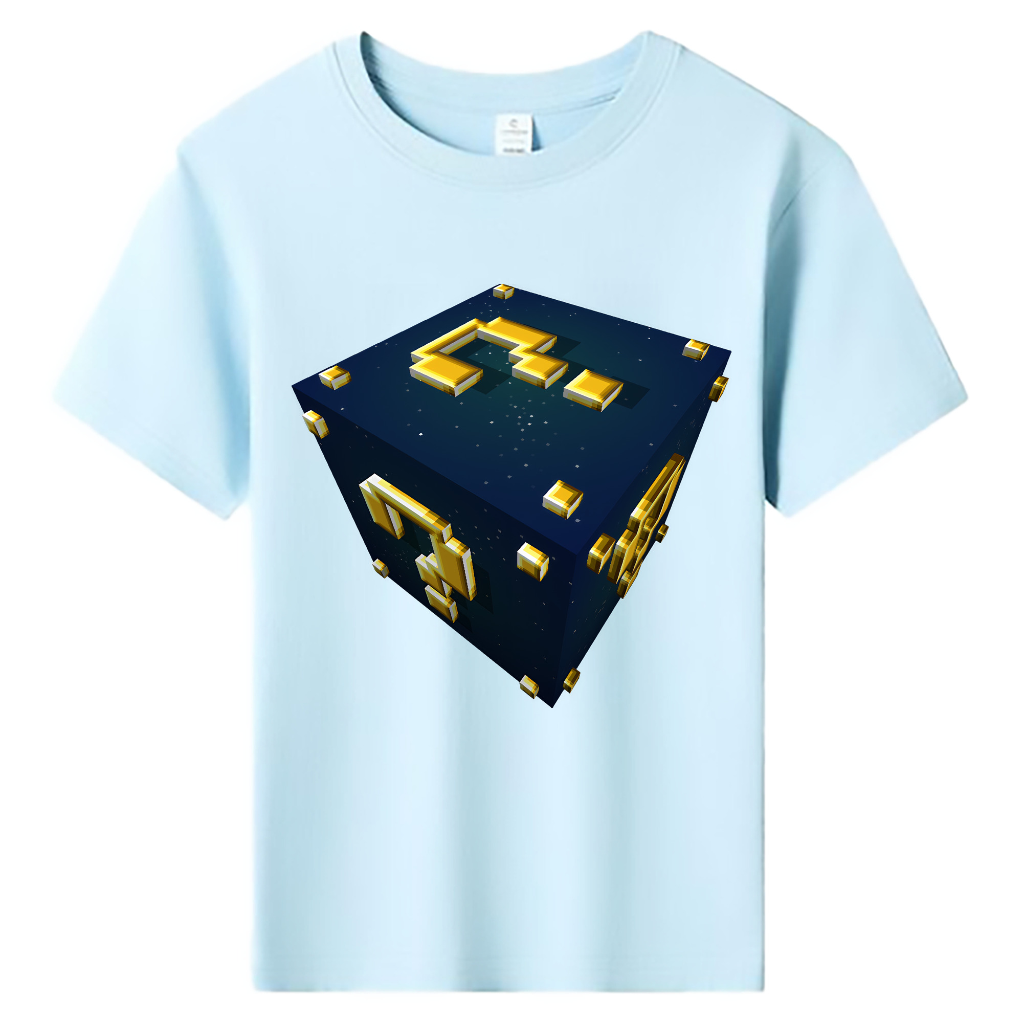 （画像用） マインクラフト ブロックの世界 Minecraft MC Block world 綿100％キッズTシャツ（フロントプリント）